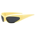 Occhiali da sole sportivi futuristici Y2K con montatura gialla opaca e lenti ovali grigie - Montatura Giallo Chiaro Lenti Grigio Nero