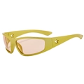 Lunettes de soleil Y2K futuristes jaunes avec découpe étoile et verres ambrés sport - Monture jaune Verre champagne