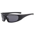 Sporty matte black cycling sunglasses featuring red and blue splatter patterns with dark lenses - Sand Black Frame Gray Lens (Splatter)