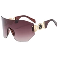 Lunettes de soleil de sport sans monture avec verres dégradés violets et logo cerf - Monture Thé Verres Gris Thé