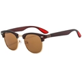 Classic browline sunglasses with brown tortoiseshell frame and golden metal accents - Tea Frame Tea Lens