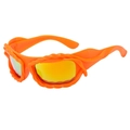 Occhiali da sole arancioni con montatura a spirale e lenti riflettenti gialle stile sport - Montatura Arancione Lenti Specchio Arancio