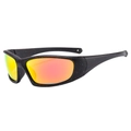 Sporty cycling sunglasses with matte black frame and red-yellow gradient mirrored lenses - Sand Black Frame Red Mirror (Splatter)