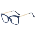 Montatura occhiali da vista cat-eye blu navy alla moda con aste in metallo oro - Montatura blu