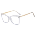Fashionable transparent cat-eye glasses frame with slim gold metal temples and blue light lens - Transparent Frame
