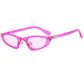 Lunettes de soleil œil de chat rose translucide avec protection UV pour tenue de mode - Monture Violette Lentille Rose