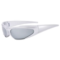 Occhiali da sole sportivi futuristici Y2K argento con montatura avvolgente e lenti grigie - Montatura Argento Lente Specchiata Bianca