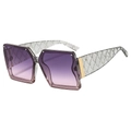 Square oversized sunglasses with purple gradient lenses and grey translucent frame - Grey Frame Grey Pink Gradient Lens