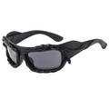 Gafas de sol negras mate con textura de cuerda trenzada y lentes gris oscuro - Montura Negra Lentes Gris Negro