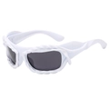 Gafas de sol blancas con montura trenzada moderna y cristales oscuros para moda - Montura Blanca Lente Gris Oscuro