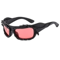 Gafas de sol vanguardistas con montura trenzada negra y cristales rojos - Montura negra lentes rojas