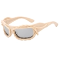 Occhiali da sole cat-eye beige crema con montatura a corda intrecciata e lenti grigie - Montatura Bianco Crema Lenti Specchio Argento