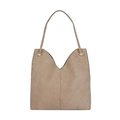 Borsa tote minimalista in pelle scamosciata kaki con apertura a V e sottili spalline - Cachi