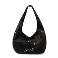 Schwarze Schultertasche aus PU-Leder mit Nietenstern-Dekor im Punk-Stil - Schwarz