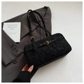 Retro black suede shoulder bag vintage underarm bag chic buckle strap fashion women handbag - No Pendant / Black
