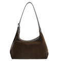 Borsa a tracolla in pelle scamosciata marrone scuro con cinturino in pelle regolabile - Verde