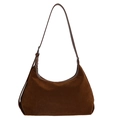 Borsa hobo in pelle scamosciata marrone scuro con tracolla regolabile e fibbia argento - Marrone