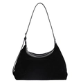 Borsa hobo minimalista in pelle scamosciata nera con tracolla regolabile e zip metallica - Nero