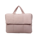 Light pink quilted laptop tote bag with padded bubble texture and top handles - Pink