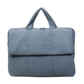 Quilted puffer tote bag in morandi grey-blue with large front pocket and top handles - Blue