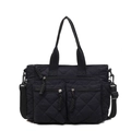 Borsa tote trapuntata nera con tasche multiple a cerniera e tracolla regolabile - Nero
