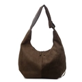 Dark brown suede hobo bag with large capacity and adjustable wide shoulder strap - Coffee