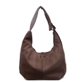 Brown faux suede hobo bag with adjustable wide shoulder strap and large capacity - Green