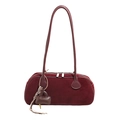 Grande borsa a cuscino in camoscio bordeaux con tracolla e ciondolo decorativo - Con Ciondolo / Rosso