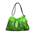 Sac fourre-tout en fausse fourrure vert fluo avec poignée en cuir noir et design trapèze - Vert
