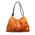 Borsa a spalla chic in finta pelliccia arancione e nera tigrata con nodo in pelle - Arancione
