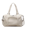 Minimalist cream white vintage pillow bag with textured faux leather and adjustable strap - Off White