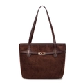 Vintage Tragetasche in Dunkelkaffee aus Wildleder und Leder mit Goldschnalle - Kaffeebraun
