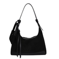 Schlichte schwarze Hobo-Bag aus Mattleder mit Fransenquaste und kleiner Münztasche - Schwarz
