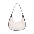 Borsa hobo beige con finiture in pelle marrone scuro e stile retrò minimalista chic - Bianco Sporco