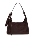 Dunkelbraune Wildleder-Hobo-Tasche im Halbmond-Design mit passendem Mini-Anhänger - Braun