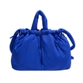 Gepolsterte Shopper-Tasche aus königsblauem Nylon mit Kordelzug und Steppmuster - Blau