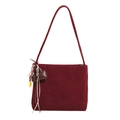 Borsa a tracolla vintage in finta pelle scamosciata bordeaux con ciondolo - Rosso