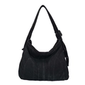 Vintage Hobo-Tasche aus dunklem Denim mit verstellbarem Gurt und Silberschnalle - Schwarz
