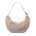 Sac croissant en peluche beige élégant avec fourrure synthétique et fine bandoulière - Khaki Clair