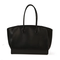 Minimalistische schwarze Leder-Tote-Bag mit großem Fassungsvermögen und eleganter Form - Groß / Schwarz