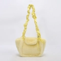 Fashionable bright yellow plush shoulder bag with scrunchie strap for autumn and winter - Yellow