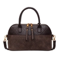 Quilted shell bag for women in dark brown two-tone faux leather with adjustable strap - Coffee
