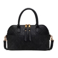 Classic black quilted shell handbag with gold hardware and top handles for women - Black