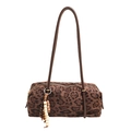 Borsa a mano leopardata con nappe e manici in pelle marrone per la moda autunnale - Con Ciondolo / Marrone