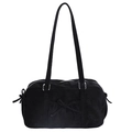 Sac sous le bras en suédine noire avec décoration nœud et doubles bretelles élégantes - Noir