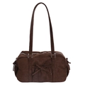 Sac bandoulière en daim marron foncé avec poche à nœud et détails à cordon - Marron