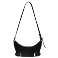 Bolso hobo negro de media luna en ante mate con hebillas metálicas punk ajustables - Negro