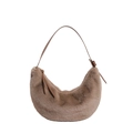 Sac croissant en fausse fourrure marron clair avec bandoulière en cuir et détail nœud - Marron
