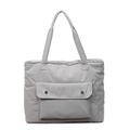 Gepolsterte graue Nylon-Tragetasche mit Druckknopftasche und langen Schulterriemen - Grau
