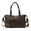 Dark brown large capacity handbag with geometric wide strap for casual daily commuting - Large / Brown